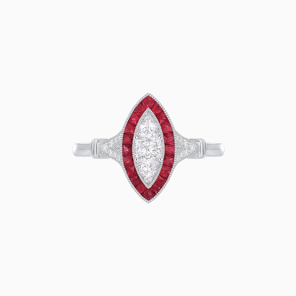 Art Deco Style Illusion Marquise Diamond Ring - Shahin Jewelry