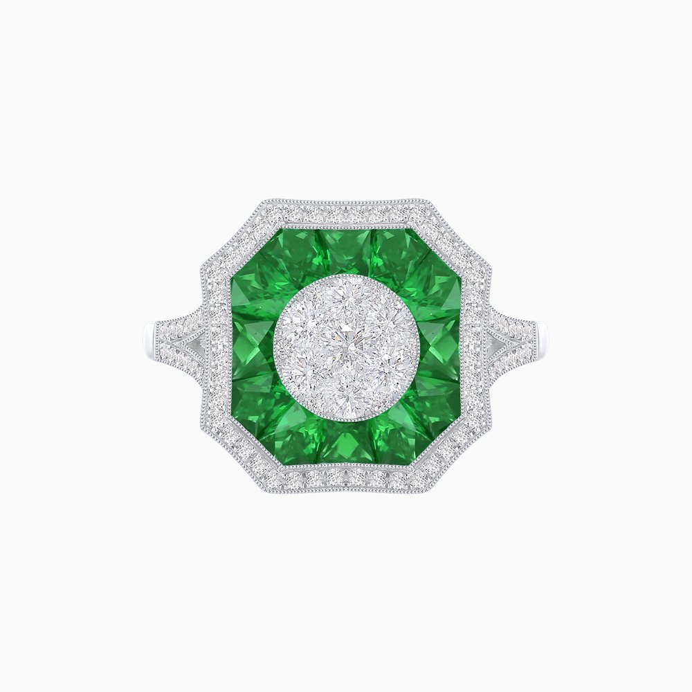 Art Deco Style Illusion Setting Diamond Ring - Shahin Jewelry