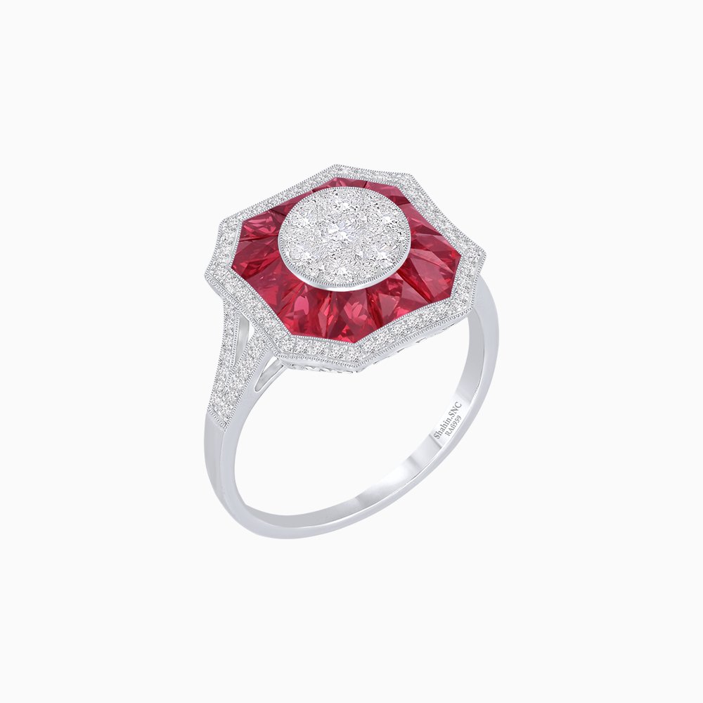 Art Deco Style Illusion Setting Diamond Ring - Shahin Jewelry