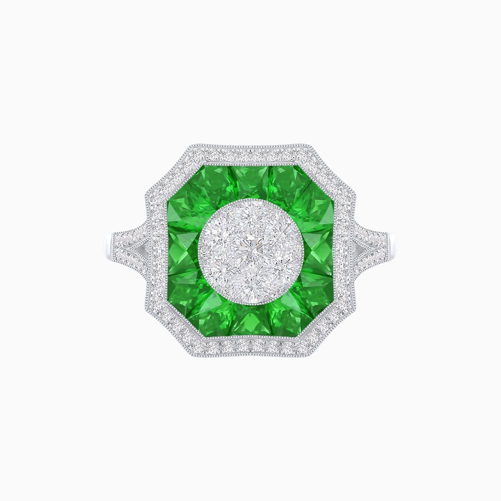 Art Deco Style Illusion Setting Diamond Ring - Shahin Jewelry