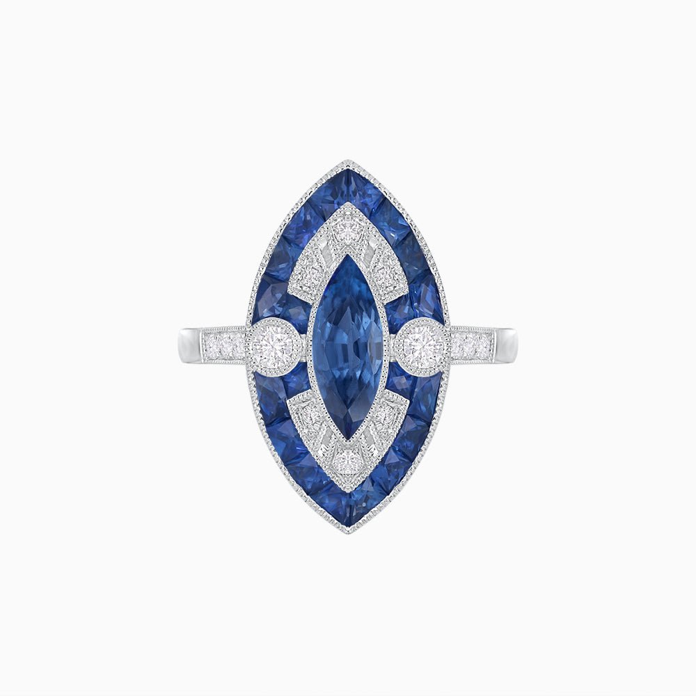 Art Deco Style Marquise Calibrated Ring - Shahin Jewelry