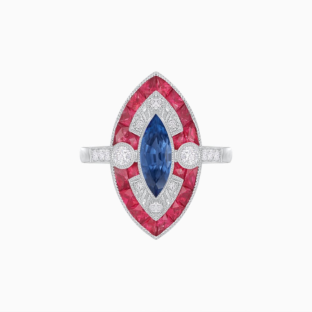 Art Deco Style Marquise Calibrated Ring - Shahin Jewelry