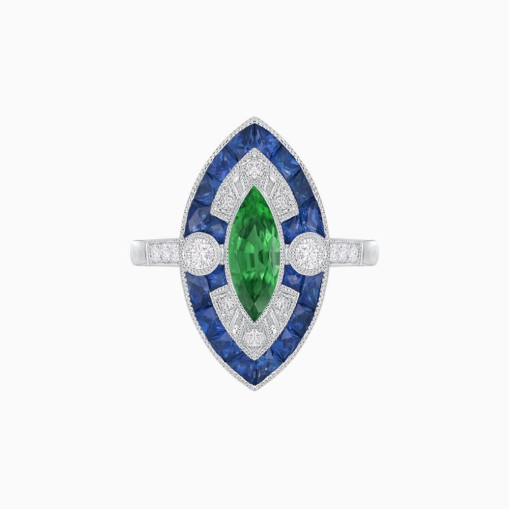 Art Deco Style Marquise Calibrated Ring - Shahin Jewelry