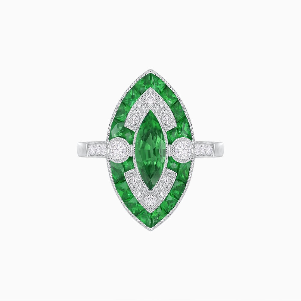 Art Deco Style Marquise Calibrated Ring - Shahin Jewelry