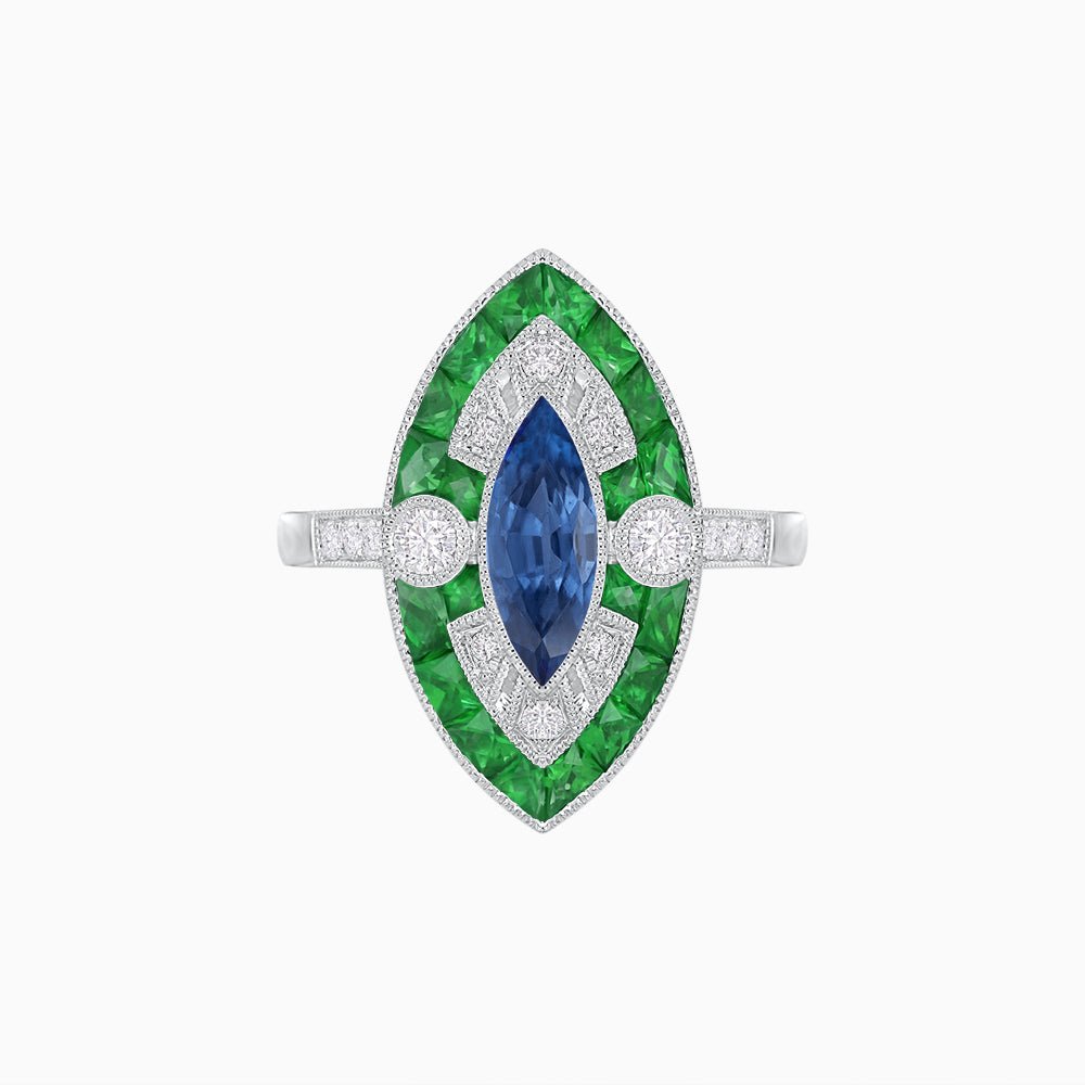 Art Deco Style Marquise Calibrated Ring - Shahin Jewelry