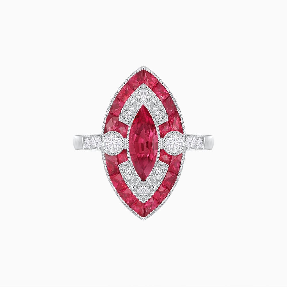 Art Deco Style Marquise Calibrated Ring - Shahin Jewelry