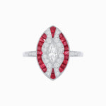 Load image into Gallery viewer, Art Deco Style Marquise Center Clover Ring with Diamond - Shahin Jewelry
