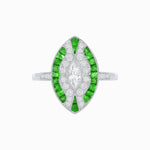 Load image into Gallery viewer, Art Deco Style Marquise Center Clover Ring with Diamond - Shahin Jewelry
