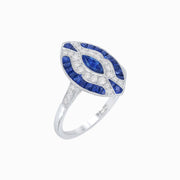 Art Deco Style Marquise Center Clover Ring withGemstone - Shahin Jewelry