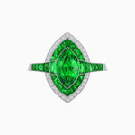 Load image into Gallery viewer, Art Deco Style Marquise Cut Ring with Double Halo Featuring Gemstone and Diamond Halo - Shahin Jewelry