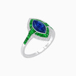 Load image into Gallery viewer, Art Deco Style Marquise Cut Ring with Double Halo Featuring Gemstone and Diamond Halo - Shahin Jewelry