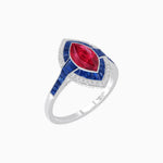 Load image into Gallery viewer, Art Deco Style Marquise Cut Ring with Double Halo Featuring Gemstone and Diamond Halo - Shahin Jewelry