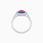 Load image into Gallery viewer, Art Deco Style Marquise Cut Ring with Double Halo Featuring Gemstone and Diamond Halo - Shahin Jewelry