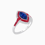 Load image into Gallery viewer, Art Deco Style Marquise Cut Ring with Double Halo Featuring Gemstone and Diamond Halo - Shahin Jewelry