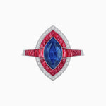 Load image into Gallery viewer, Art Deco Style Marquise Cut Ring with Double Halo Featuring Gemstone and Diamond Halo - Shahin Jewelry
