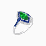 Load image into Gallery viewer, Art Deco Style Marquise Cut Ring with Double Halo Featuring Gemstone and Diamond Halo - Shahin Jewelry