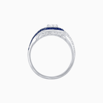 Load image into Gallery viewer, Art Deco Style Marquise Cut Wave Ring Mounting with Baguette Diamonds and Calibre-Cut Gemstones - Shahin Jewelry