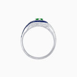 Load image into Gallery viewer, Art Deco Style Marquise Cut Wave Ring Mounting with Baguette Diamonds and Calibre-Cut Gemstones - Shahin Jewelry