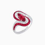 Load image into Gallery viewer, Art Deco Style Marquise Cut Wave Ring Mounting with Baguette Diamonds and Calibre-Cut Gemstones - Shahin Jewelry