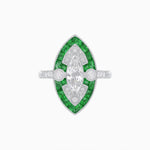 Load image into Gallery viewer, Art Deco Style Marquise Diamond and Calibrated Ring - Shahin Jewelry
