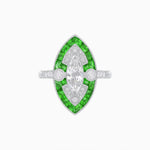 Load image into Gallery viewer, Art Deco Style Marquise Diamond and Calibrated Ring - Shahin Jewelry
