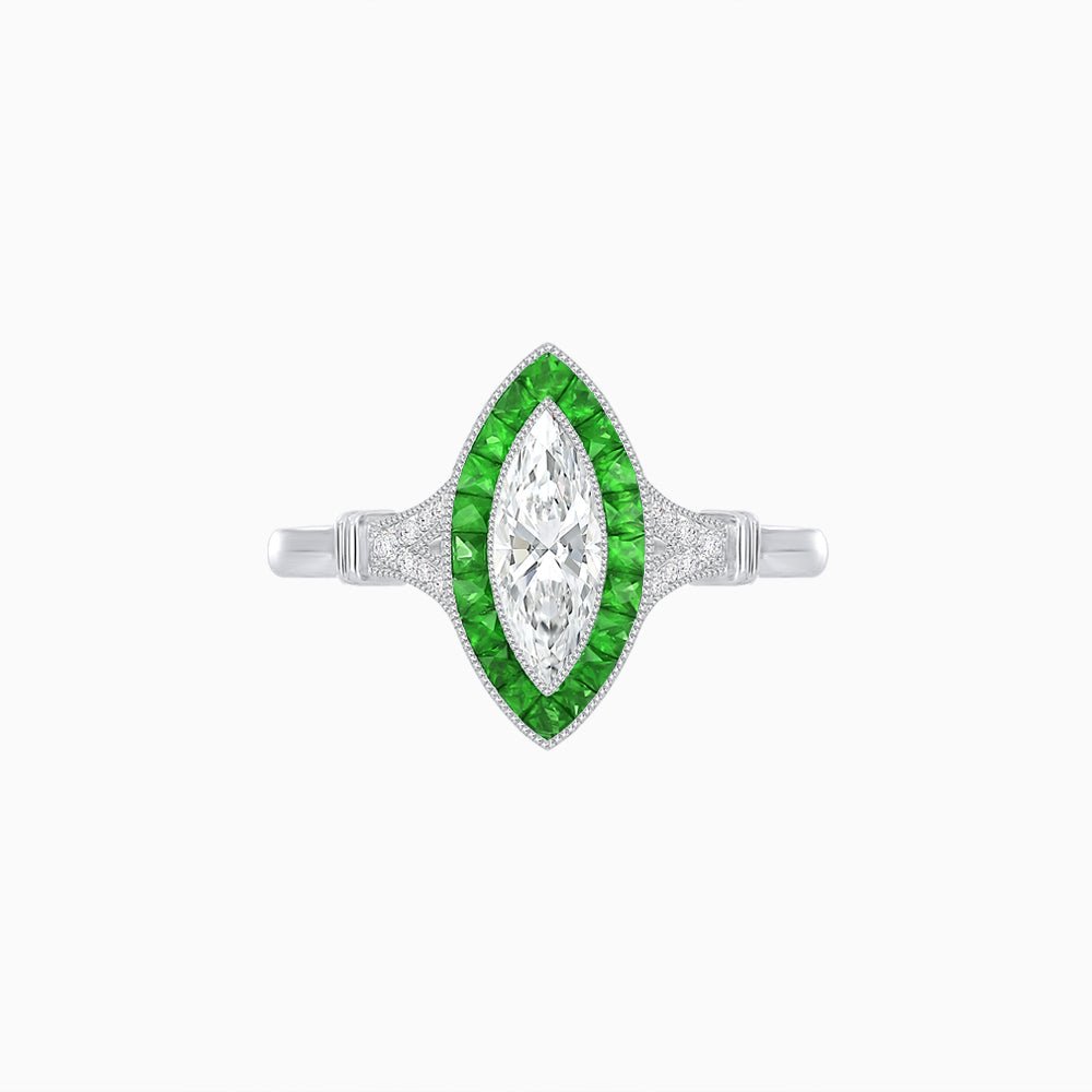 Art Deco Style Marquise Diamond Ring - Shahin Jewelry