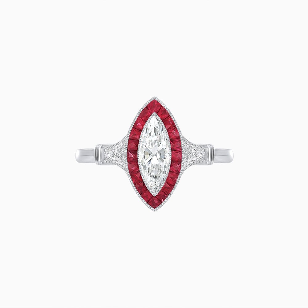 Art Deco Style Marquise Diamond Ring - Shahin Jewelry