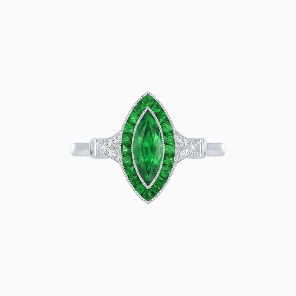 Art Deco Style Marquise Gemstone Ring - Shahin Jewelry