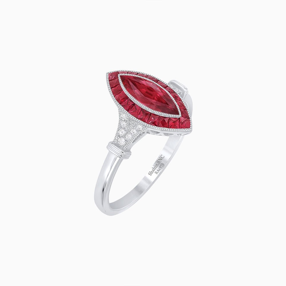 Art Deco Style Marquise Gemstone Ring - Shahin Jewelry