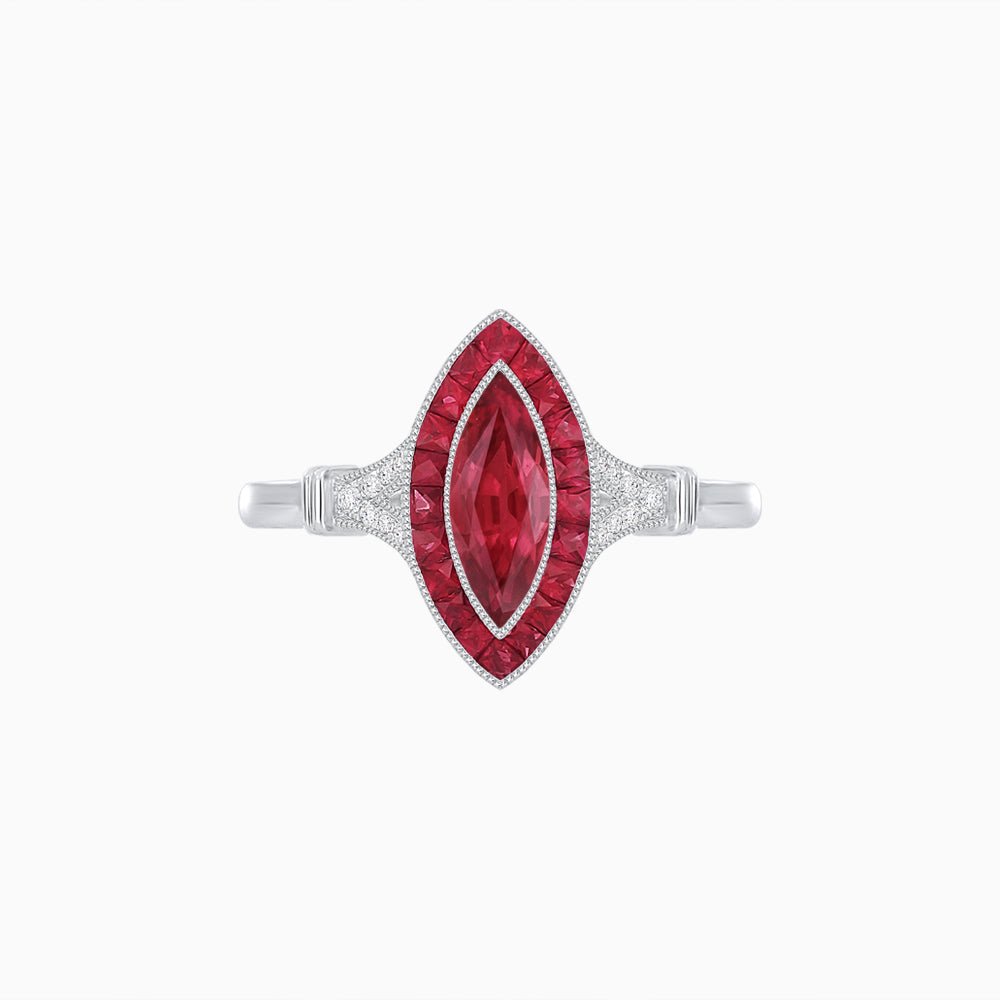 Art Deco Style Marquise Gemstone Ring - Shahin Jewelry