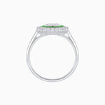 Load image into Gallery viewer, Art Deco Style Mounting Ring with Emerald Cut Center Stone and Calibre-Cut Gemstone Halo - Shahin Jewelry