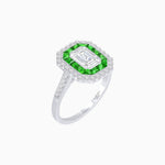 Load image into Gallery viewer, Art Deco Style Mounting Ring with Emerald Cut Center Stone and Calibre-Cut Gemstone Halo - Shahin Jewelry