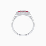 Load image into Gallery viewer, Art Deco Style Mounting Ring with Emerald Cut Center Stone and Calibre-Cut Gemstone Halo - Shahin Jewelry