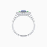Load image into Gallery viewer, Art Deco Style Mounting Ring with Emerald Cut Center Stone and Calibre-Cut Gemstone Halo - Shahin Jewelry