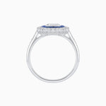 Load image into Gallery viewer, Art Deco Style Mounting Ring with Emerald Cut Center Stone and Calibre-Cut Gemstone Halo - Shahin Jewelry