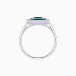 Load image into Gallery viewer, Art Deco Style Mounting Ring with Emerald Cut Center Stone and Calibre-Cut Gemstone Halo - Shahin Jewelry