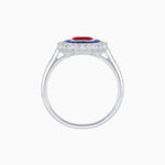 Load image into Gallery viewer, Art Deco Style Mounting Ring with Emerald Cut Center Stone and Calibre-Cut Gemstone Halo - Shahin Jewelry