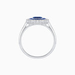 Load image into Gallery viewer, Art Deco Style Mounting Ring with Emerald Cut Center Stone and Calibre-Cut Gemstone Halo - Shahin Jewelry