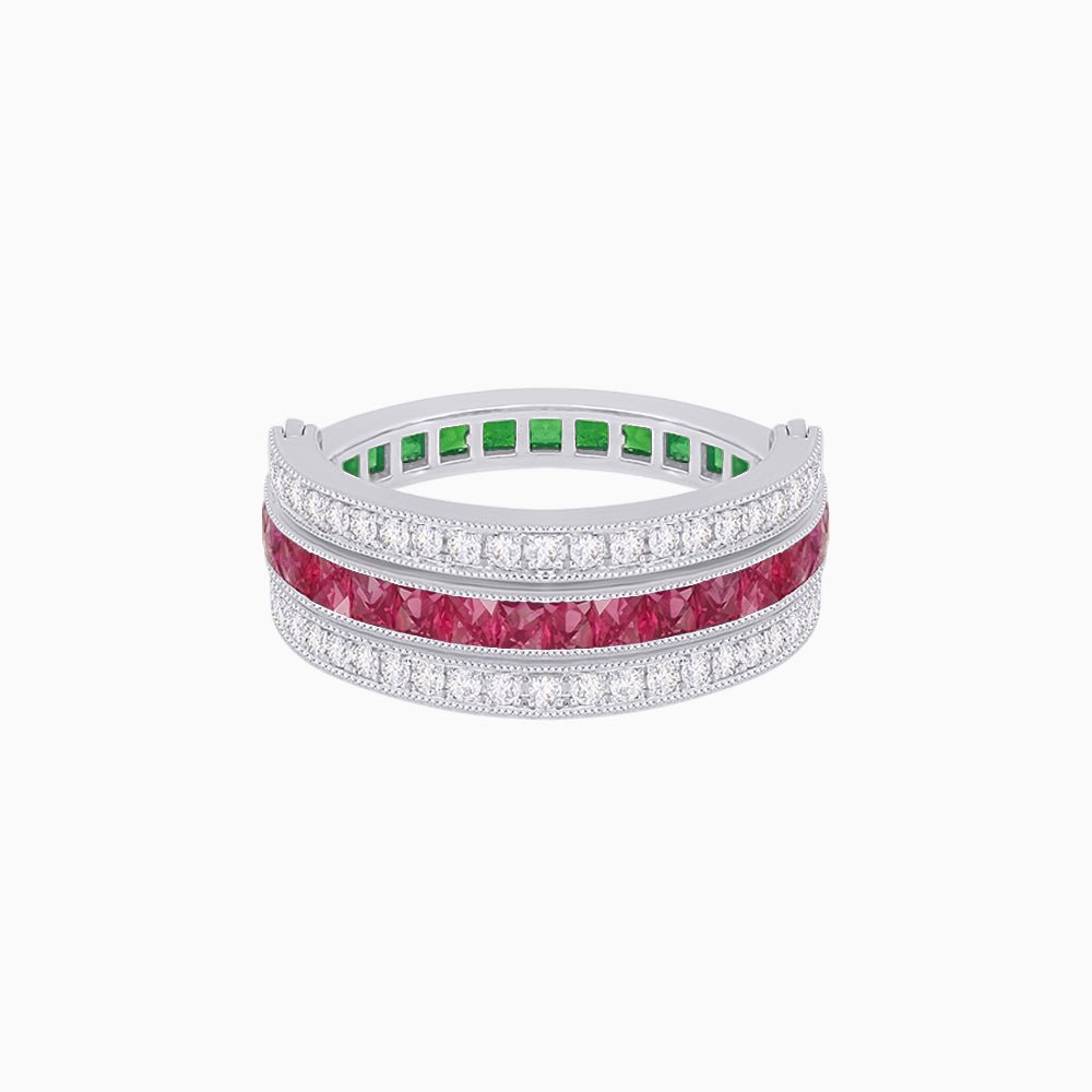 Art Deco Style Multi ColorFlip Ring with Diamond - Shahin Jewelry