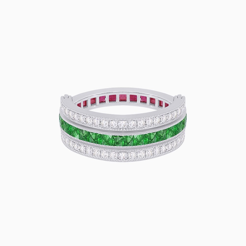 Art Deco Style Multi ColorFlip Ring with Diamond - Shahin Jewelry