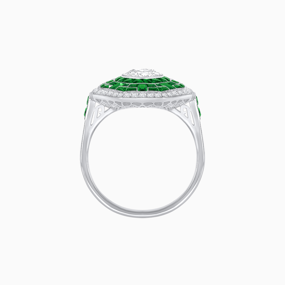 Art Deco Style Octagonal Ring with Geometric Design and Customizable Center Stone - Shahin Jewelry