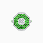 Load image into Gallery viewer, Art Deco Style Octagonal Ring with Geometric Design and Customizable Center Stone - Shahin Jewelry