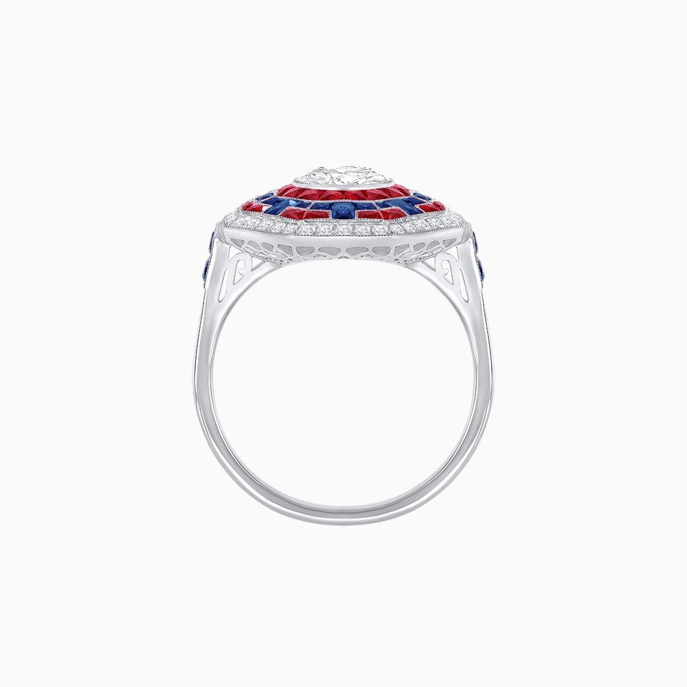 Art Deco Style Octagonal Ring with Geometric Design and Customizable Center Stone - Shahin Jewelry