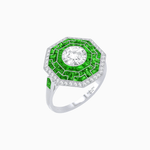 Load image into Gallery viewer, Art Deco Style Octagonal Ring with Geometric Design and Customizable Center Stone - Shahin Jewelry