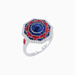 Load image into Gallery viewer, Art Deco Style Octagonal Ring with Geometric Design and Customizable Center Stone - Shahin Jewelry