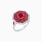Load image into Gallery viewer, Art Deco Style Octagonal Ring with Geometric Design and Customizable Center Stone - Shahin Jewelry