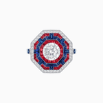 Load image into Gallery viewer, Art Deco Style Octagonal Ring with Geometric Design and Customizable Center Stone - Shahin Jewelry