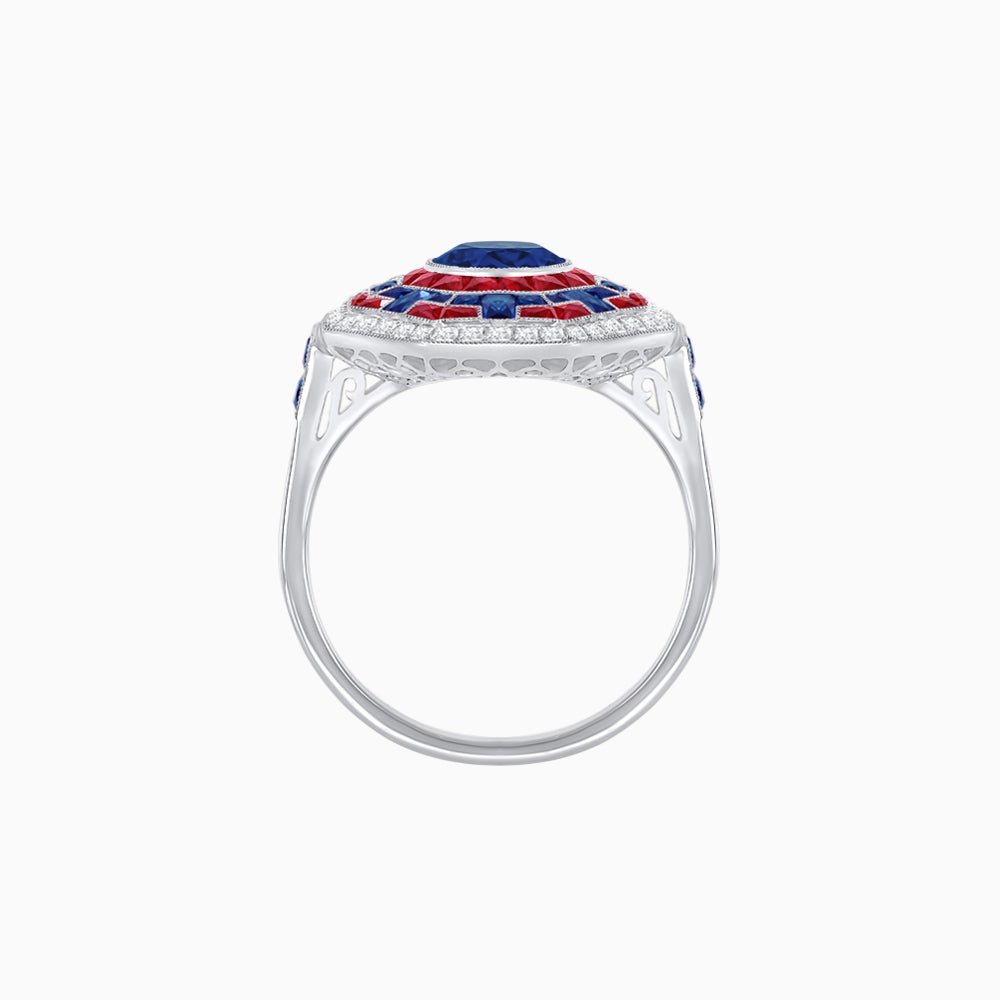Art Deco Style Octagonal Ring with Geometric Design and Customizable Center Stone - Shahin Jewelry