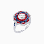 Load image into Gallery viewer, Art Deco Style Octagonal Ring with Geometric Design and Customizable Center Stone - Shahin Jewelry