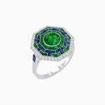Load image into Gallery viewer, Art Deco Style Octagonal Ring with Geometric Design and Customizable Center Stone - Shahin Jewelry